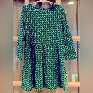 Carter’s 100% cotton size 6 long sleeve dress, green and black and light green
